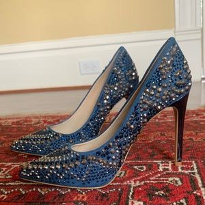 GIANNI BINNI Blue and Silver Studded Heels